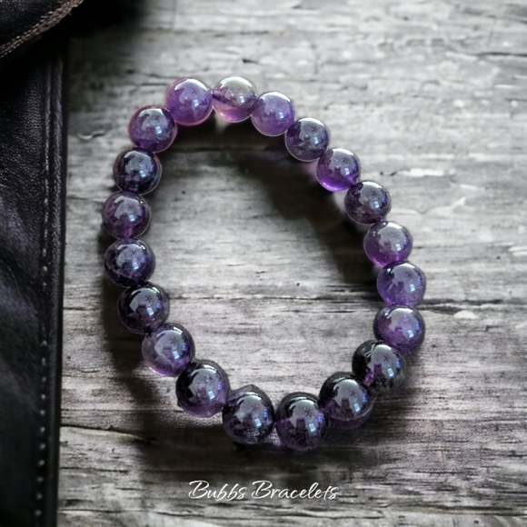 Amethyst Bracelet Rare Natural Stones 10mm Women's Bracelet - Picture 3 of 3